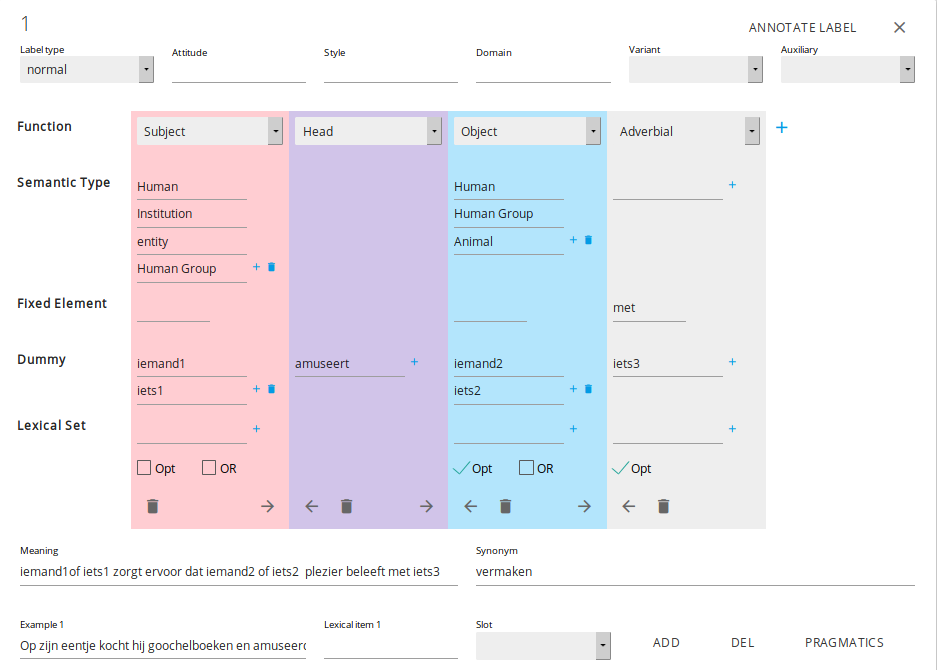 Custom form of an annotation project Custom form of a Dutch annotation project